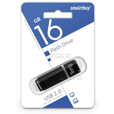 Флешка USB 16Gb SmartBuy Quartz series , USB 2.0, черный