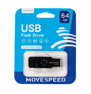 Флешка USB 64 Гб Move Speed M4, USB2.0, R/W-20/7 MB/s, черный